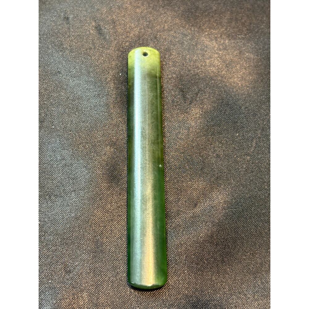 Vintage Dark Green Jade Rectangular Bar Pendant / Pendant Only